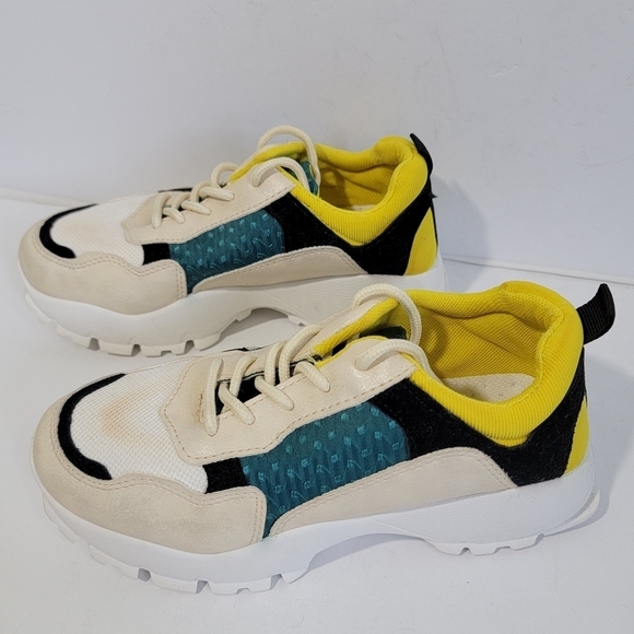 Jessica Carlife SIDNEY Womens Sneaker Sz 7 Green Yellow White Chunky Athleisure - Picture 3 of 12